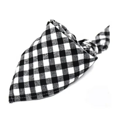 Pet Contrast Plaid Triangle Scarf Cotton