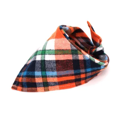 Pet Contrast Plaid Triangle Scarf Cotton