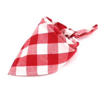 Pet Contrast Plaid Triangle Scarf Cotton