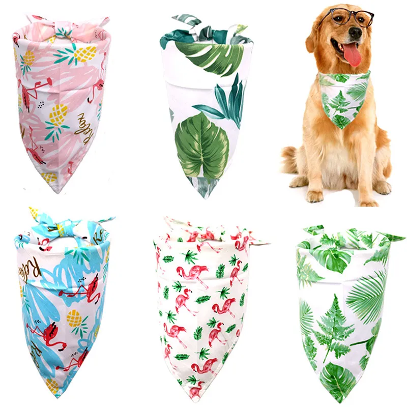 Tropical Flamingo Printed Cotton Triangle Scarf for Pets - Home Pet Products