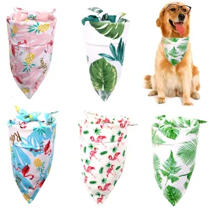 Tropical Flamingo Printed Cotton Triangle Scarf for Pets - Home Pet Products