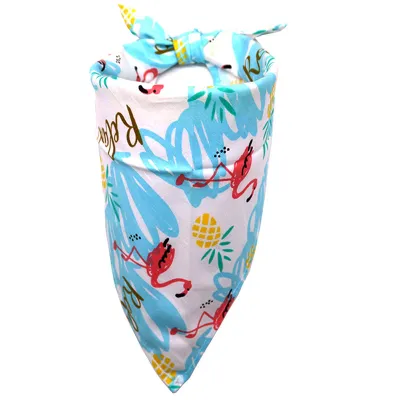 Tropical Flamingo Printed Cotton Triangle Scarf for Pets - Home Pet Products