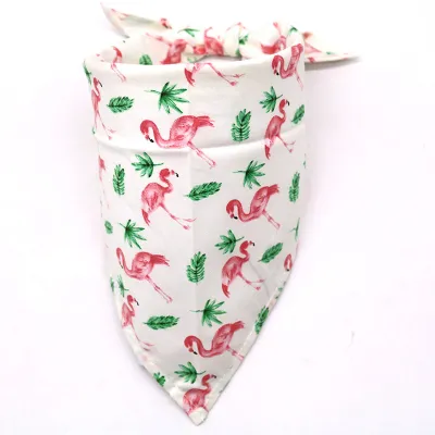 Tropical Flamingo Printed Cotton Triangle Scarf for Pets - Home Pet Products