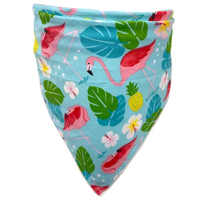 Tropical Flamingo Printed Cotton Triangle Scarf for Pets - Home Pet Products