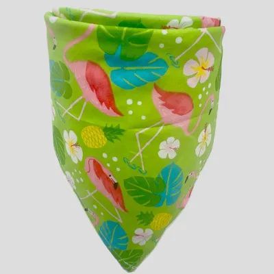 Tropical Flamingo Printed Cotton Triangle Scarf for Pets - Home Pet Products