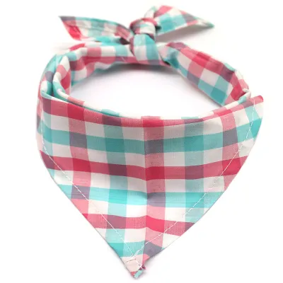 Pet Triangle Plaid Scarf for Cats and Dogs, Adjustable Sizes S-M, Soft Cotton Home Pet Products