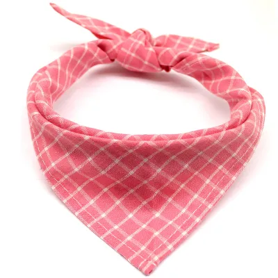 Pet Triangle Plaid Scarf for Cats and Dogs, Adjustable Sizes S-M, Soft Cotton Home Pet Products