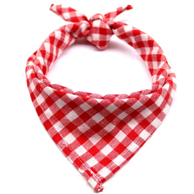 Pet Triangle Plaid Scarf for Cats and Dogs, Adjustable Sizes S-M, Soft Cotton Home Pet Products
