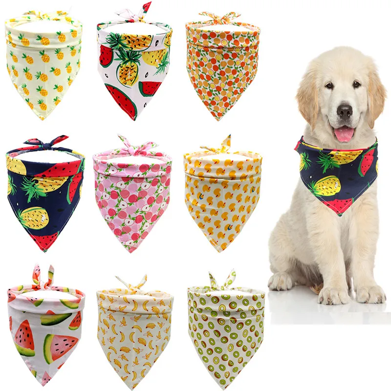 Pets Fruit Duck Printed Cotton Triangle Scarf for Small Animals