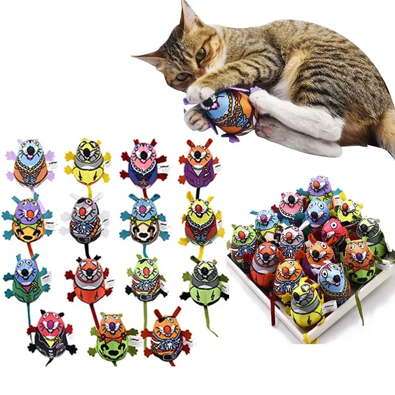 Interactive Cat Squeak Simulation Plush Mouse Toy for Indoor Play
