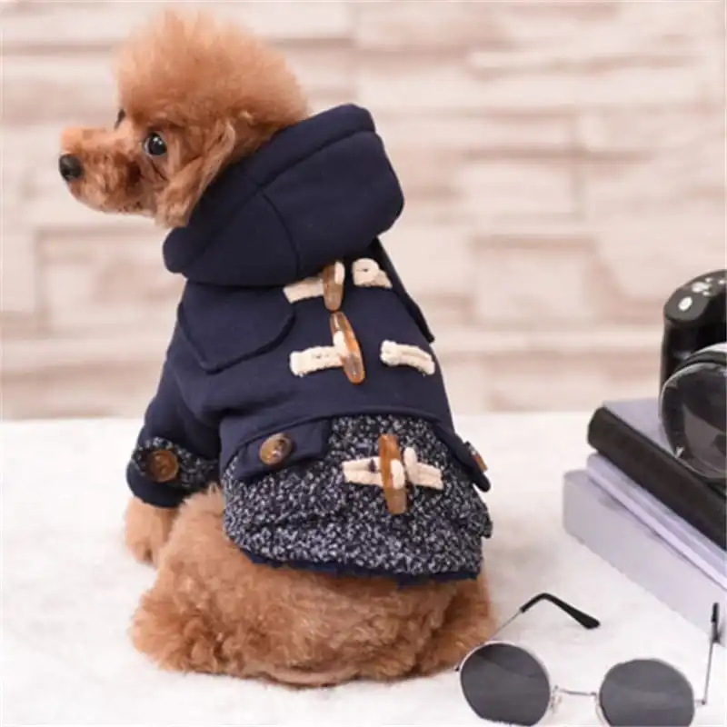 Dog Horn Button Style Hooded Coat for Pets