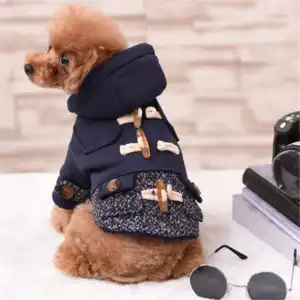 Dog Horn Button Style Hooded Coat for Pets