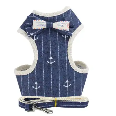 Pet Bowknot Decoration Vest And Pulling Rope Set For Small Medium Large Dogs