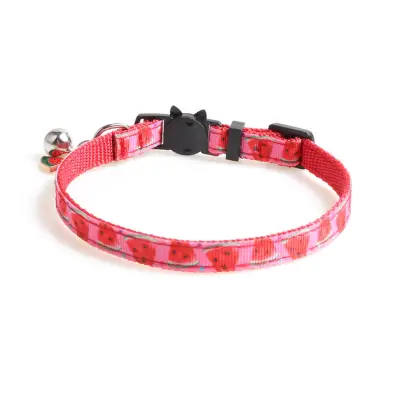 Little Bell And Fruit Printing Pet Collar Polyester Stretchable