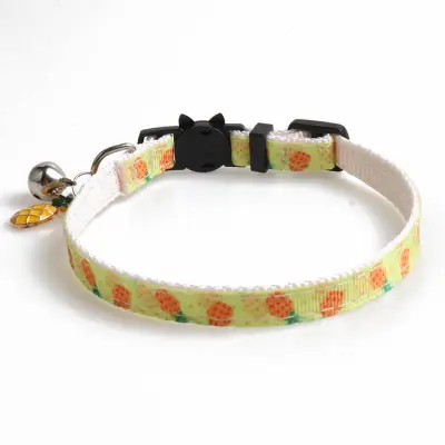 Little Bell And Fruit Printing Pet Collar Polyester Stretchable