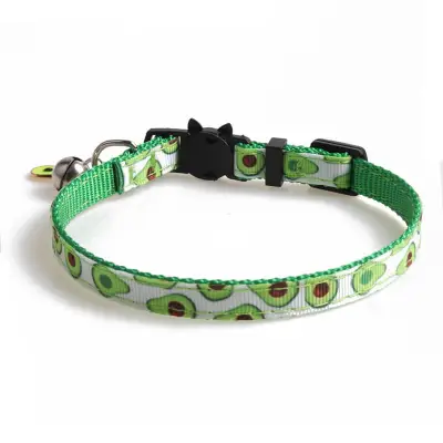 Little Bell And Fruit Printing Pet Collar Polyester Stretchable