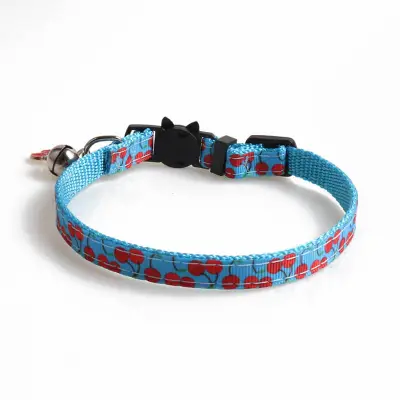Little Bell And Fruit Printing Pet Collar Polyester Stretchable