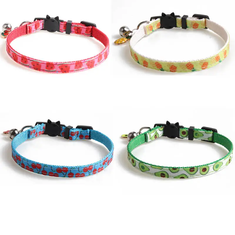 Little Bell And Fruit Printing Pet Collar Polyester Stretchable