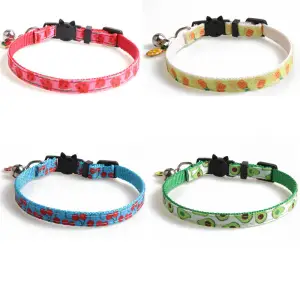 Little Bell And Fruit Printing Pet Collar Polyester Stretchable