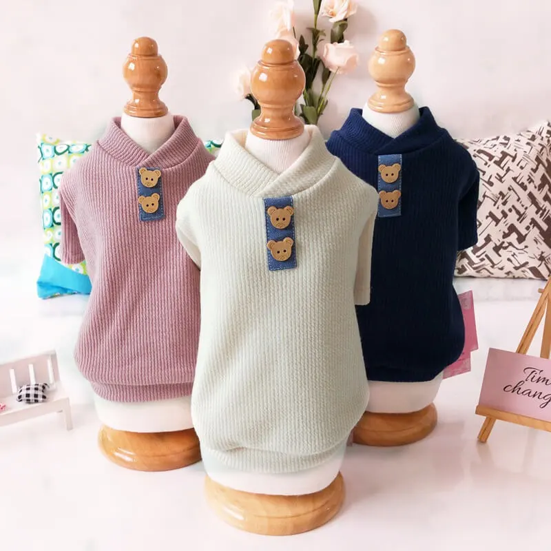 Pet Bear Decoration Solid Color Clothes for Dogs Cats