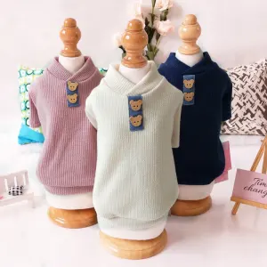 Pet Bear Decoration Solid Color Clothes for Dogs Cats