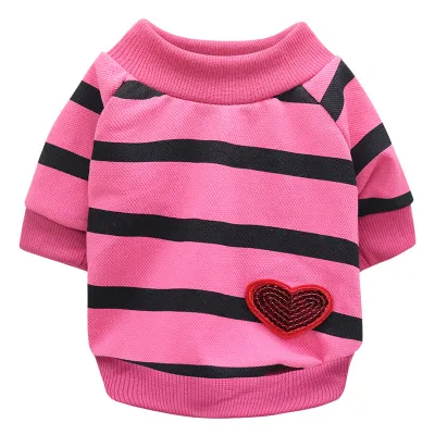Pet Heart Decorate Stripe Printed T-shirt for Universal Gender