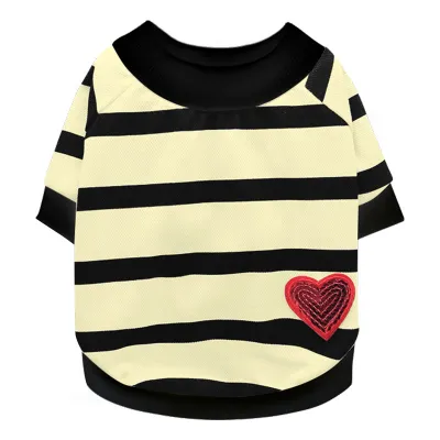 Pet Heart Decorate Stripe Printed T-shirt for Universal Gender