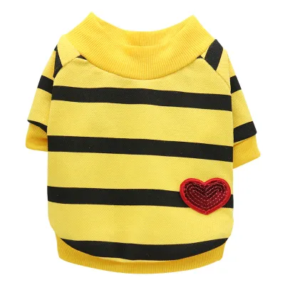 Pet Heart Decorate Stripe Printed T-shirt for Universal Gender