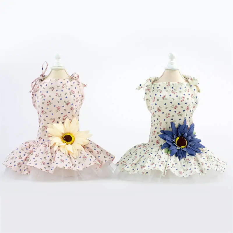 Pet Summer Daisy Pattern Princess Dress