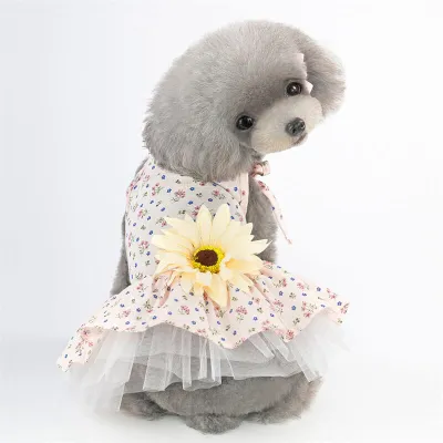 Pet Summer Daisy Pattern Princess Dress