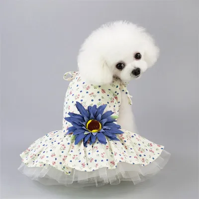 Pet Summer Daisy Pattern Princess Dress
