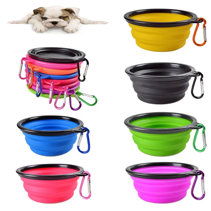 Collapsible Silicone Dog Cat Bowl Portable Pet Feeding Bowl Lightweight Outdoor Travel Accessory Multicolor