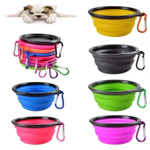 Collapsible Silicone Dog Cat Bowl Portable Pet Feeding Bowl Lightweight Outdoor Travel Accessory Multicolor