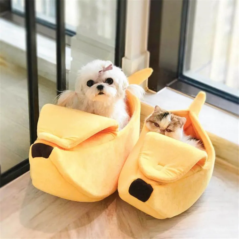 Banana Shape Warm Portable Pet Bed House 40x15x11cm for Small Pets