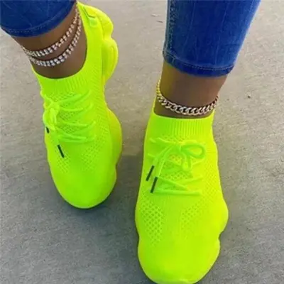 Women Fashion Casual Solid Color Breathable Mesh Sneakers Plus Size