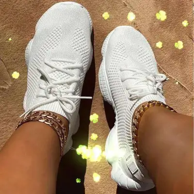 Women Fashion Casual Solid Color Breathable Mesh Sneakers Plus Size