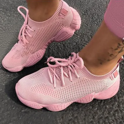 Women Fashion Casual Solid Color Breathable Mesh Sneakers Plus Size