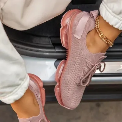 Women Casual Breathable Lace Up Mesh Sneakers Low Top Sports Shoes Size 4.5-11