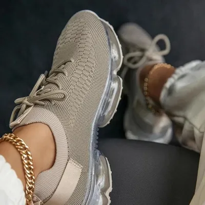 Women Casual Breathable Lace Up Mesh Sneakers Low Top Sports Shoes Size 4.5-11