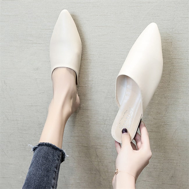 Wholesale Size:4.5-8.5 Women Simple Style Pointed-toe Mules