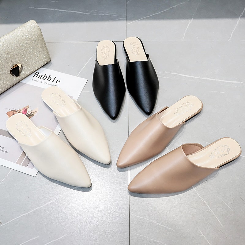 Wholesale Size:4.5-8.5 Women Simple Style Pointed-toe Mules