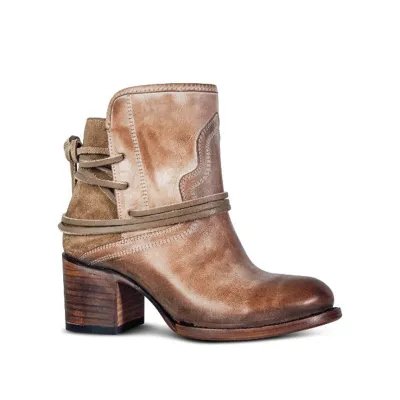 Vintage Women Bohemian Lace-up Short Boots