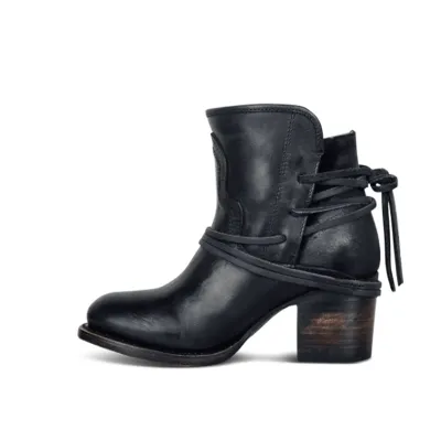 Vintage Women Bohemian Lace-up Short Boots