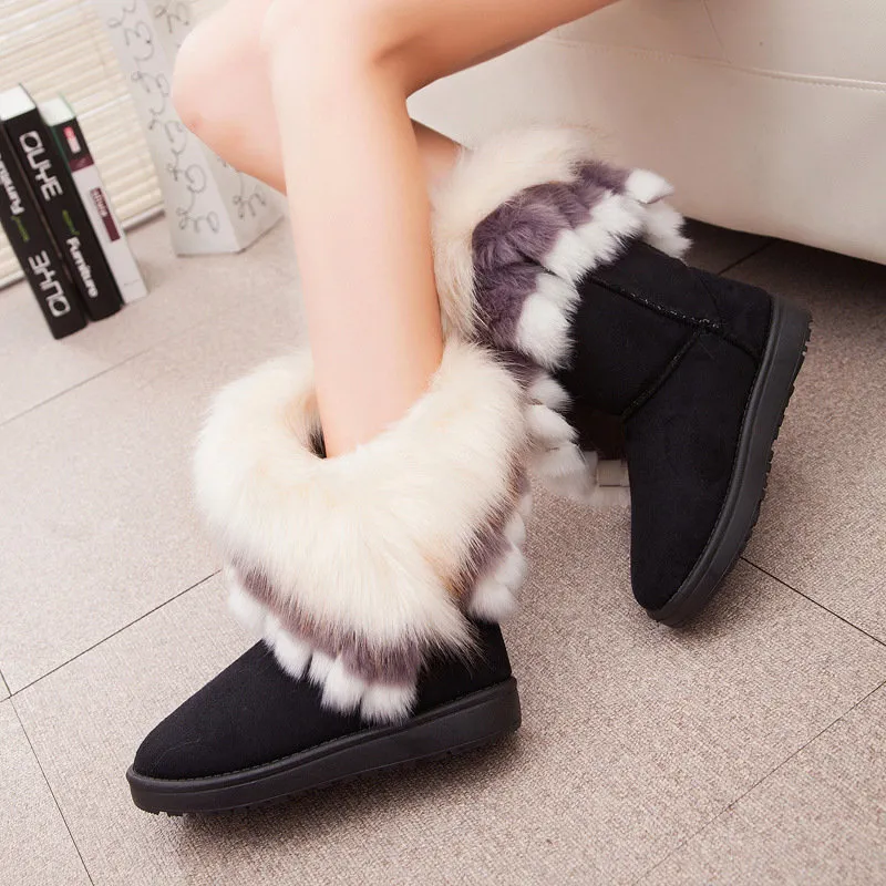 Women Casual Irregular Warm Plush Snow Boots Size 5-10