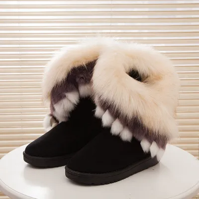 Women Casual Irregular Warm Plush Snow Boots Size 5-10