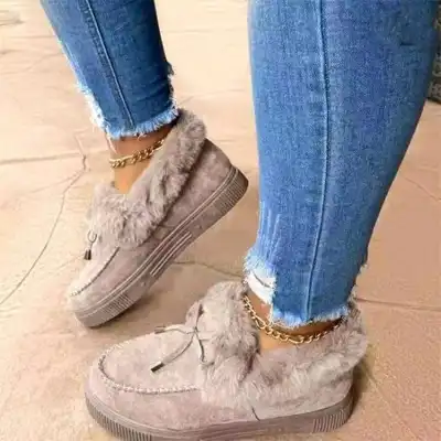Women Fashion Plus Size Bow Decor Thick-soled Plush Snow Boots