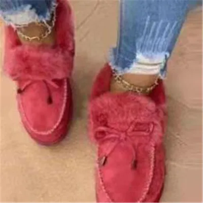 Women Fashion Plus Size Bow Decor Thick-soled Plush Snow Boots