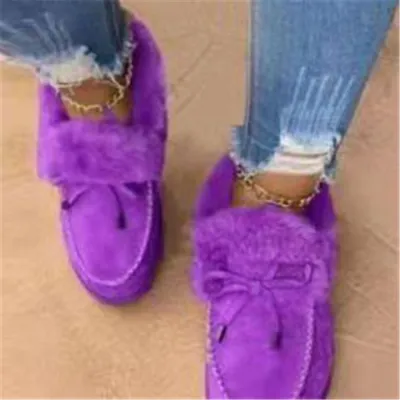 Women Fashion Plus Size Bow Decor Thick-soled Plush Snow Boots