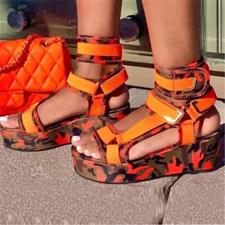 Platform strappy open discount toe velcro platform sandals