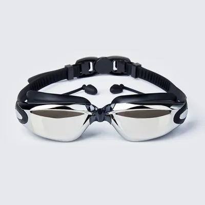 Electroplated Waterproof Anti-fog Flat Swimming Goggles With Earplugs